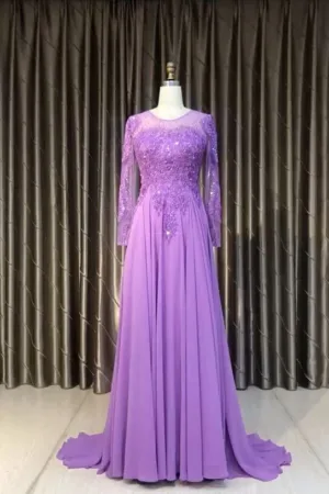 robe de soirée en mousseline violette