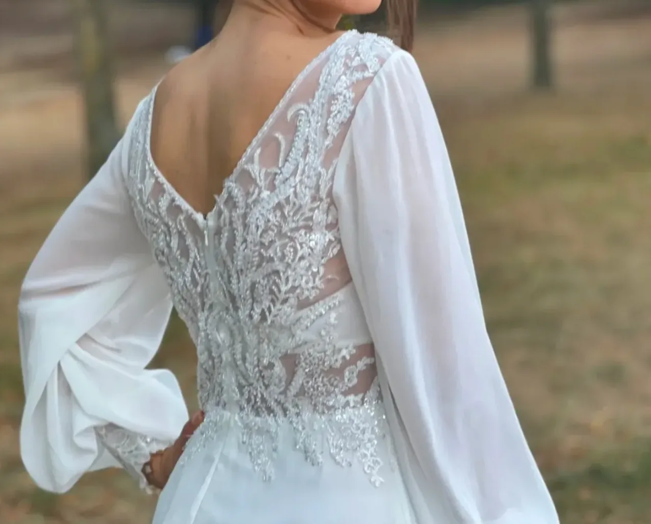 Robe de Mariée Bohème à Manche Longue – Image 3