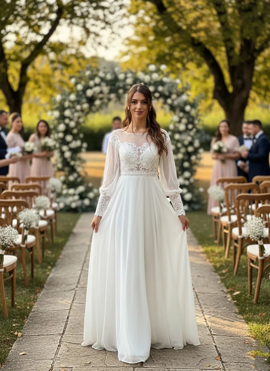 Robe longue en mousseline : élégance, romantisme et légèreté – Image 4