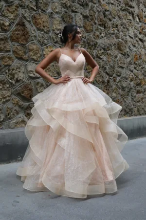 robe de bal en tulle scintillant