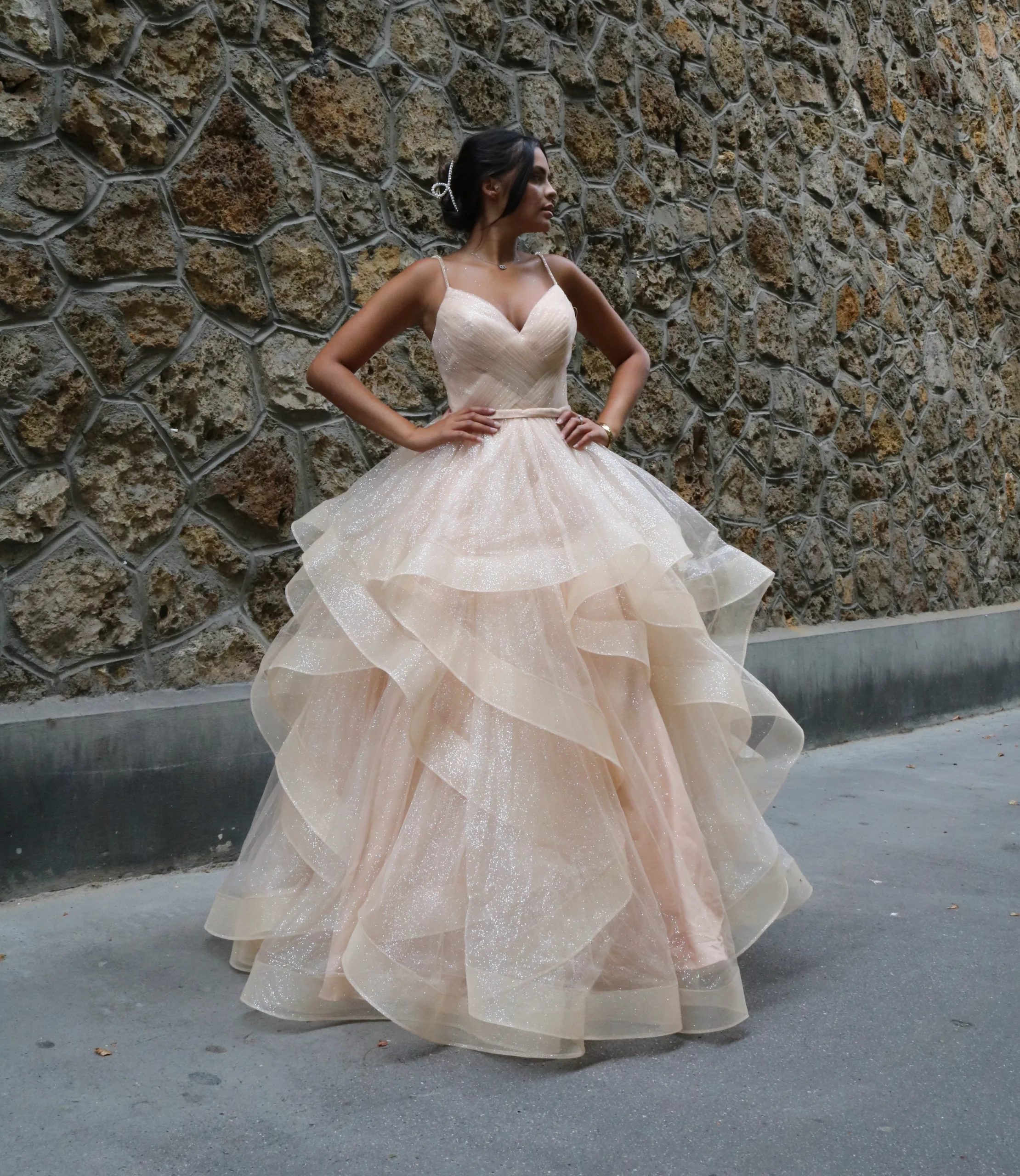 robe de bal en tulle scintillant