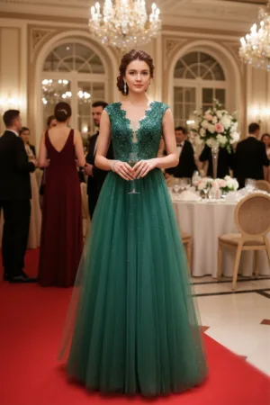 robe de cérémonie longue, élégante, soirée