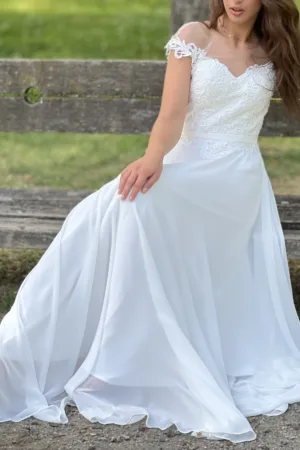 robe longue de cérémonie, fluide bustier brodé