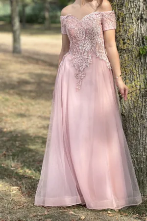 robe longue de cérémonie col bateau