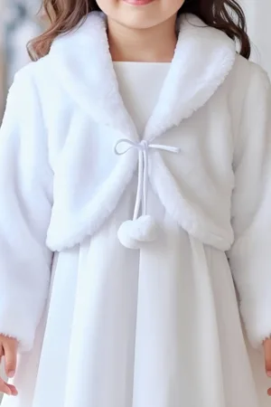 boléro enfant blanc, fausse fourrure