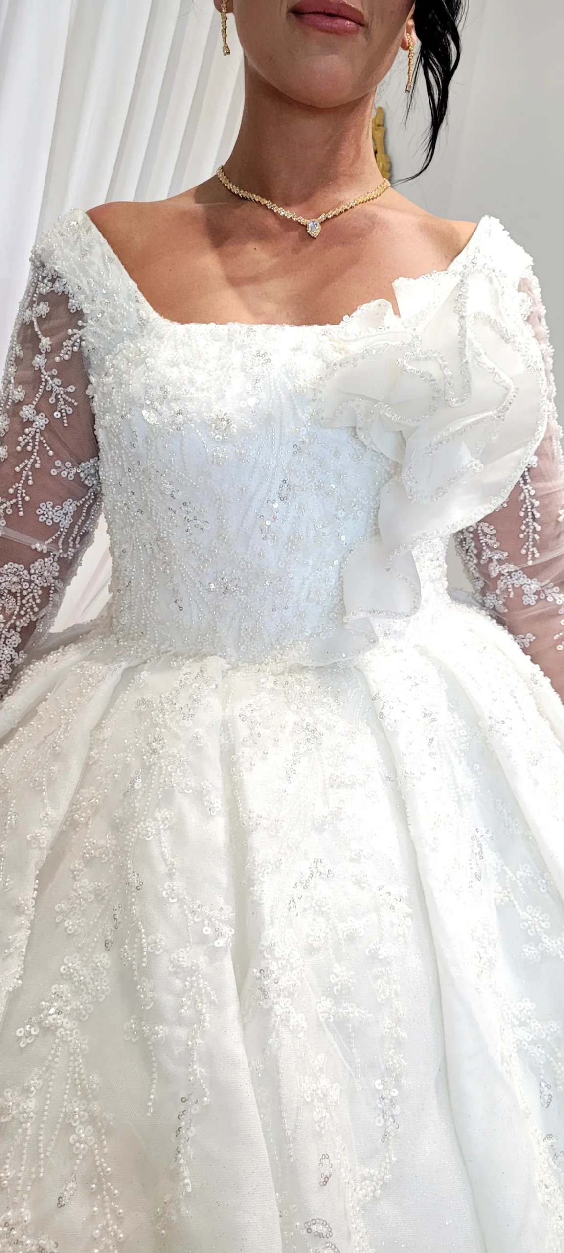 Robe de Mariée Prestige Princesse en Dentelle et Manches Longues – Image 2