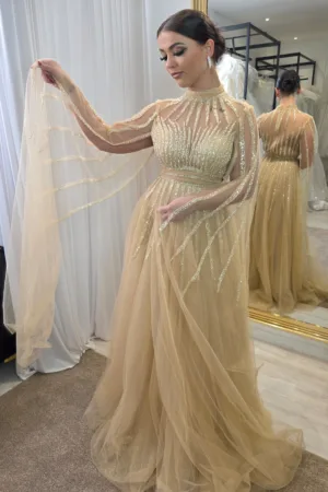Robe de soirée haute couture perlée