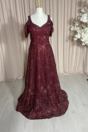 robe de soirée bordeaux sequins