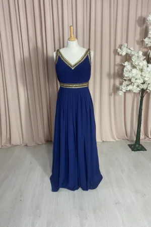 Robe bleu foncé style impérial fluide