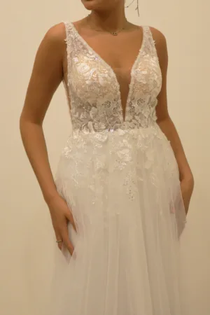 robe élégance en tulle et dentelle scintillante