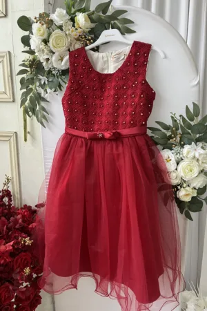 robe de cérémonie enfant tulle rouge
