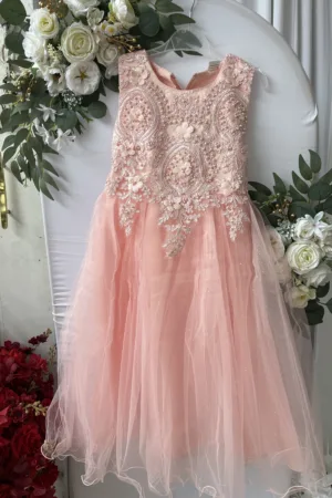 robe rose poudré de cérémonie fille