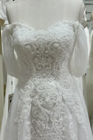 robe de mariée 2 en 1 bateau et bustier