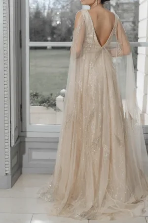 robe longue de soirée élégante à effet scintillante