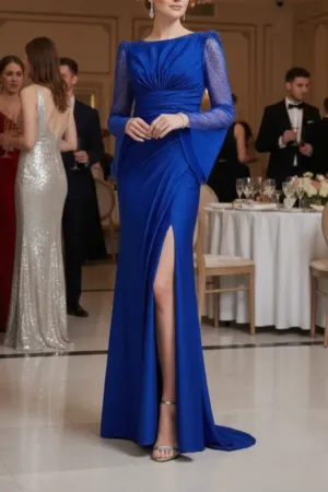 robe de soirée longue fluide drapée élégant