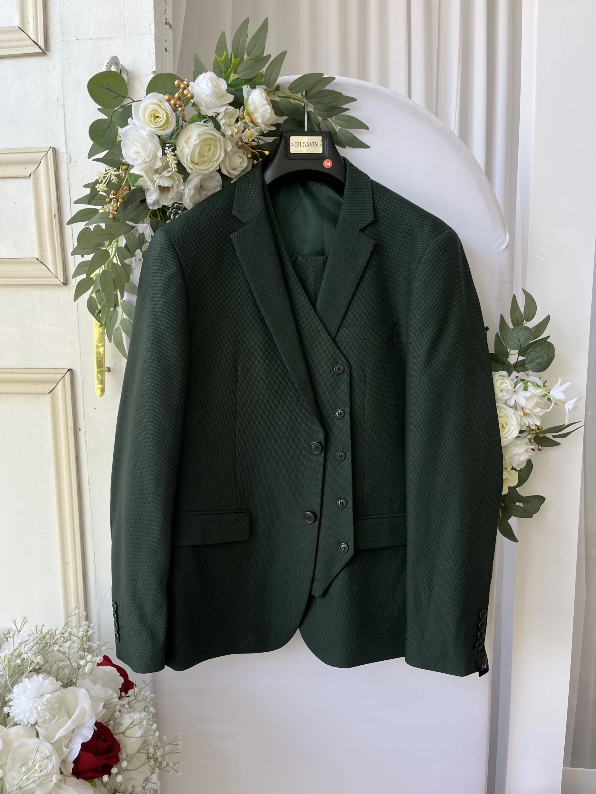 costume homme 3 pièces vert bouteille