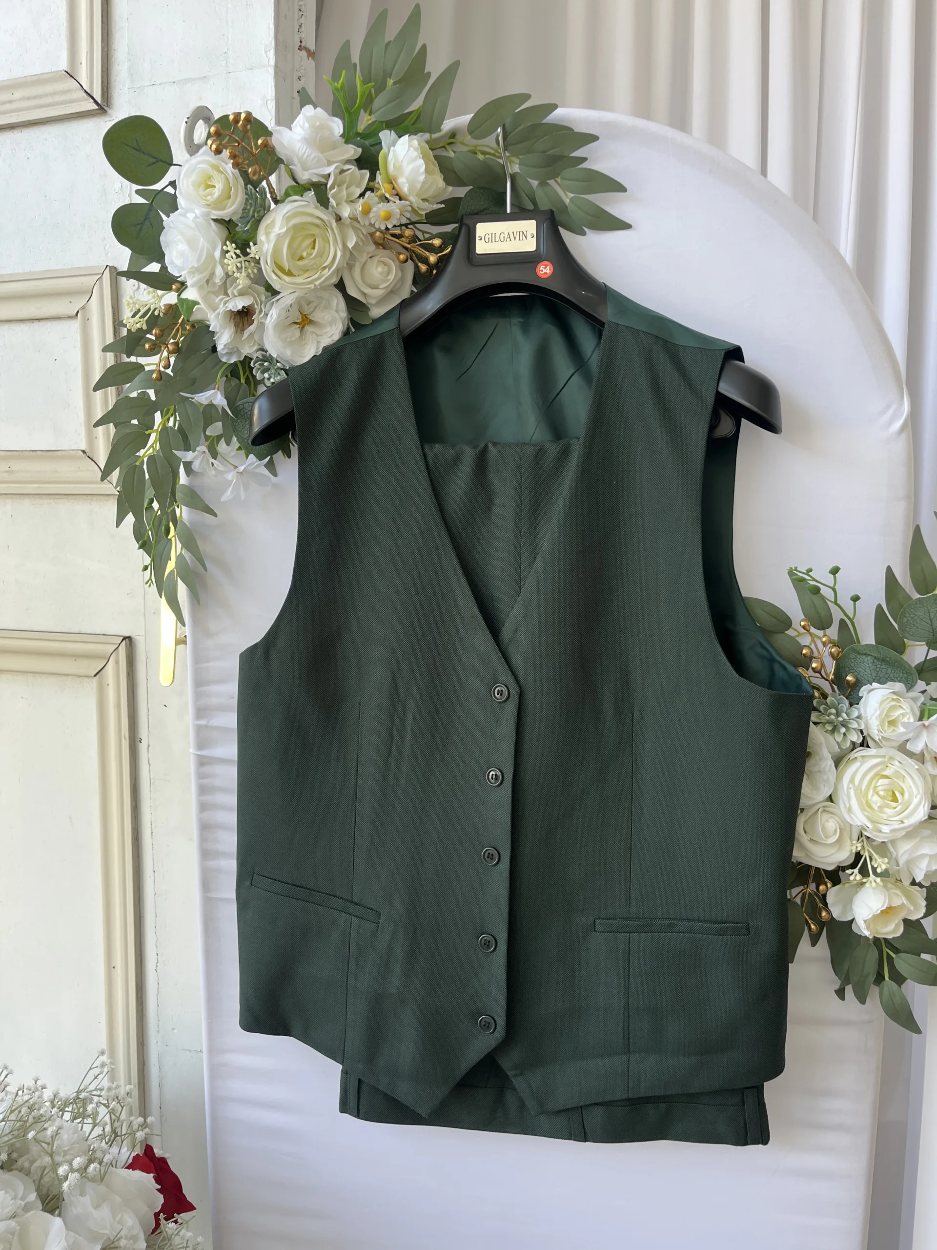 Homme Costume 3 Pièces Vert Bouteille – Élégance Moderne et Coupe Raffinée – Image 2